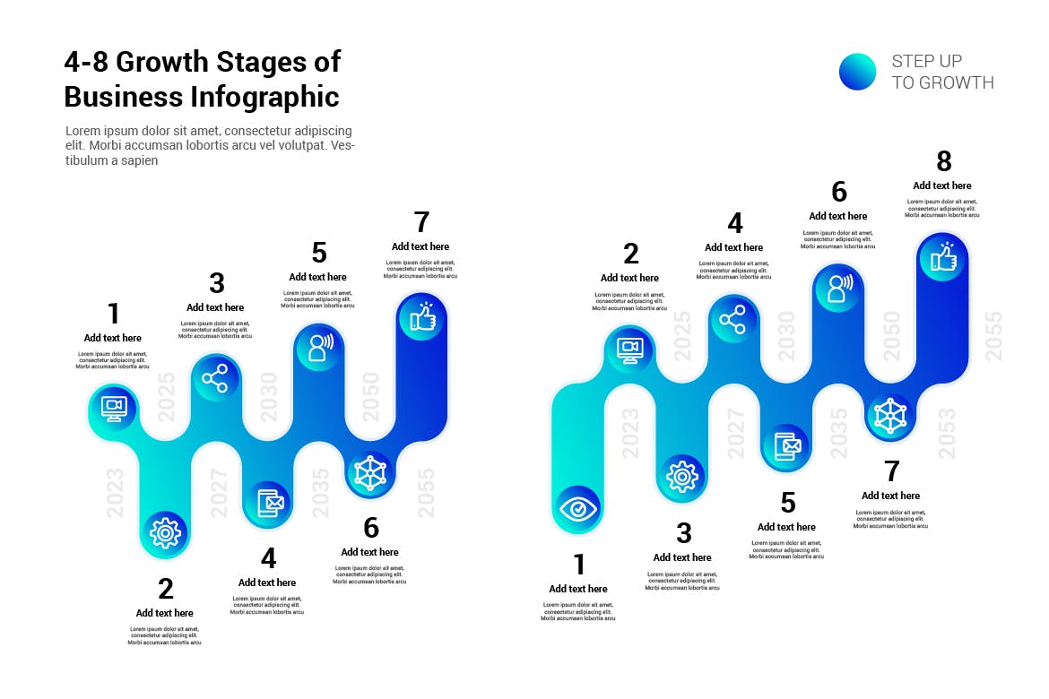 商业增长阶段信息图表元素模板 Growth Stages of Business Infographic 幻灯图表 sucaiwan.com