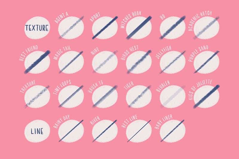 18个独特的线条纹理Procreate笔刷 笔刷资源 sucaiwan.com