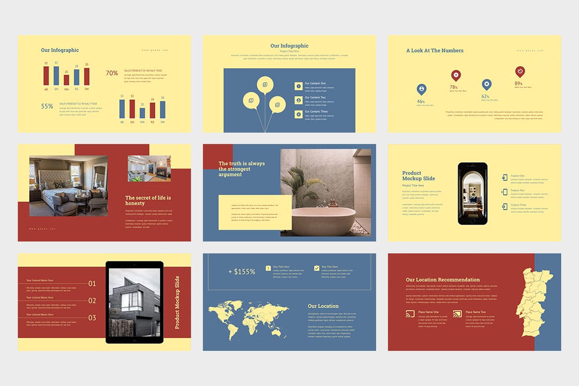 商业房地产PPT演示幻灯片模板 Qudoa : Real Estate Business Powerpoint 幻灯图表 sucaiwan.com