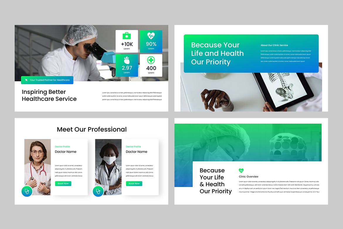 医院/医疗演示文稿PPT模板 PERSADA – Medical & Hospital Powerpoint 幻灯图表 sucaiwan.com