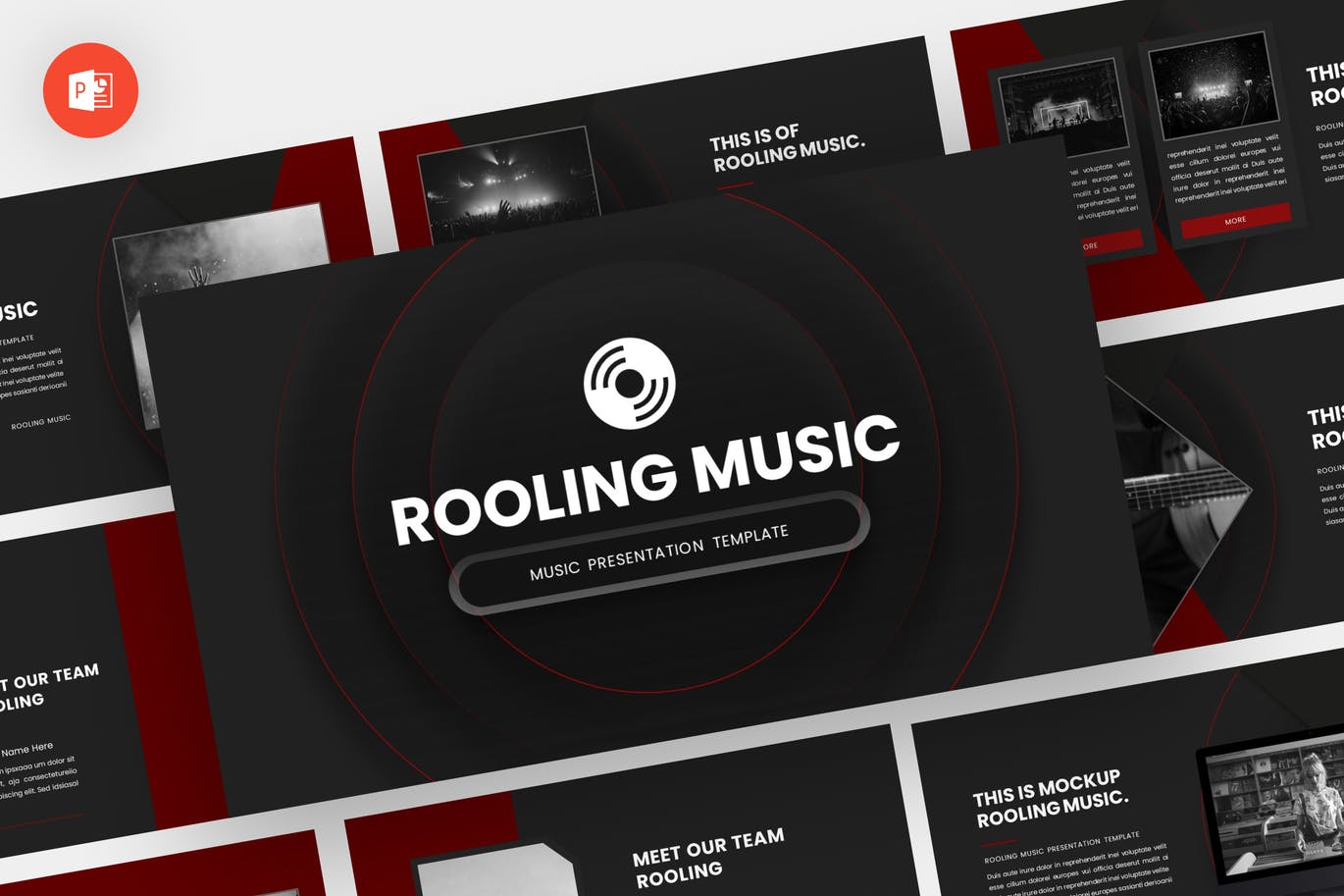 音乐文化推广ppt模板 Rooling – Music Powerpoint Template 幻灯图表 sucaiwan.com