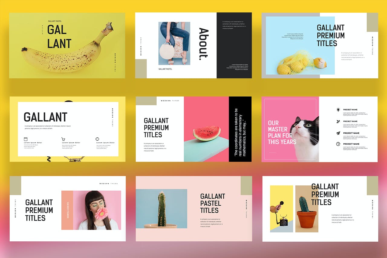 Lookbook作品集PPT模板 Gallant Pastel Lookbook Powerpoint 幻灯图表 sucaiwan.com