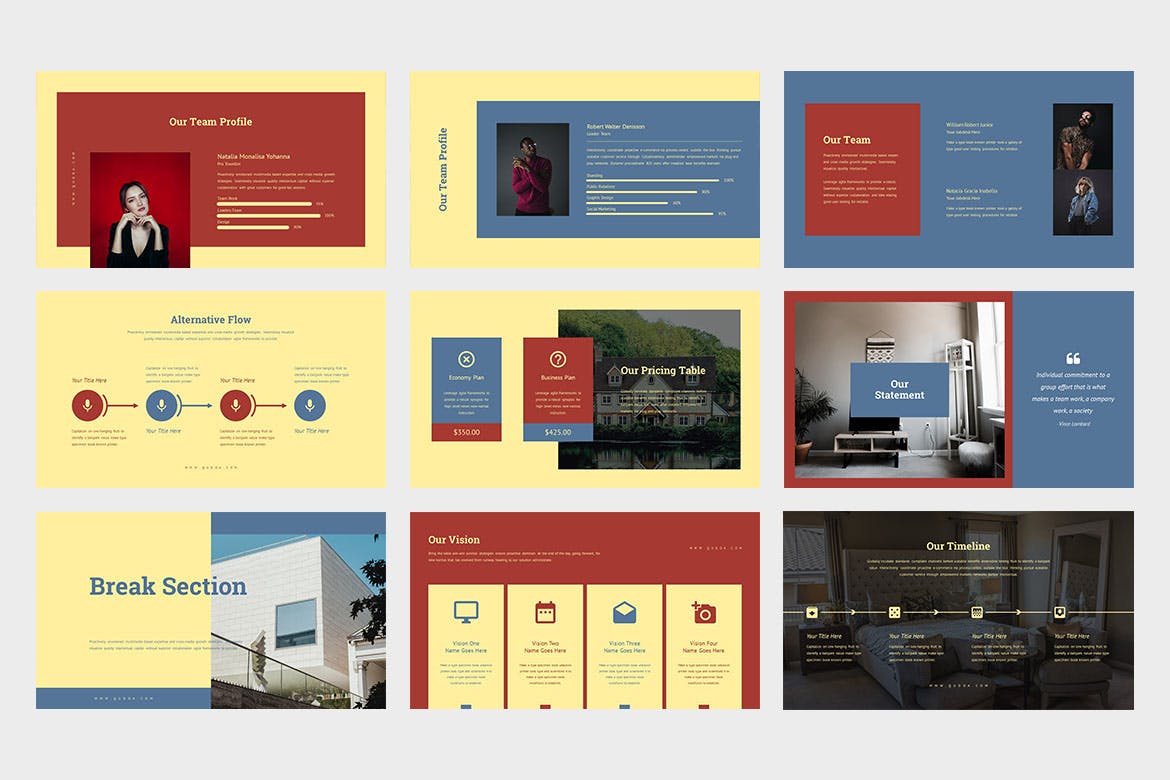 商业房地产PPT演示幻灯片模板 Qudoa : Real Estate Business Powerpoint 幻灯图表 sucaiwan.com