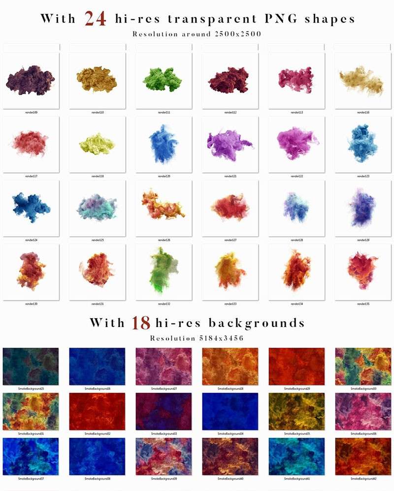 多彩烟雾烟云效果Photoshop笔刷 笔刷资源 sucaiwan.com