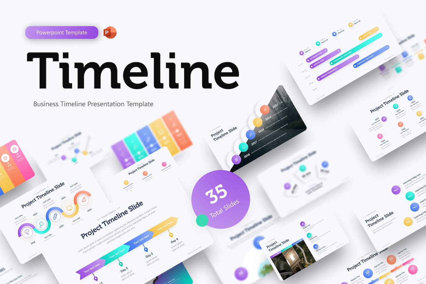 业务时间轴图表PPT模板 Business Timeline PowerPoint Template 幻灯图表 sucaiwan.com