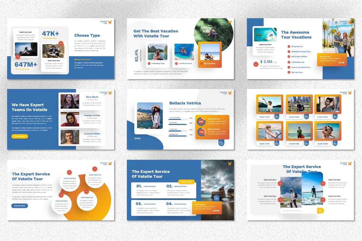 度假假期PPT幻灯片模板素材 Vatatie – Vacation Powerpoint Template 幻灯图表 sucaiwan.com