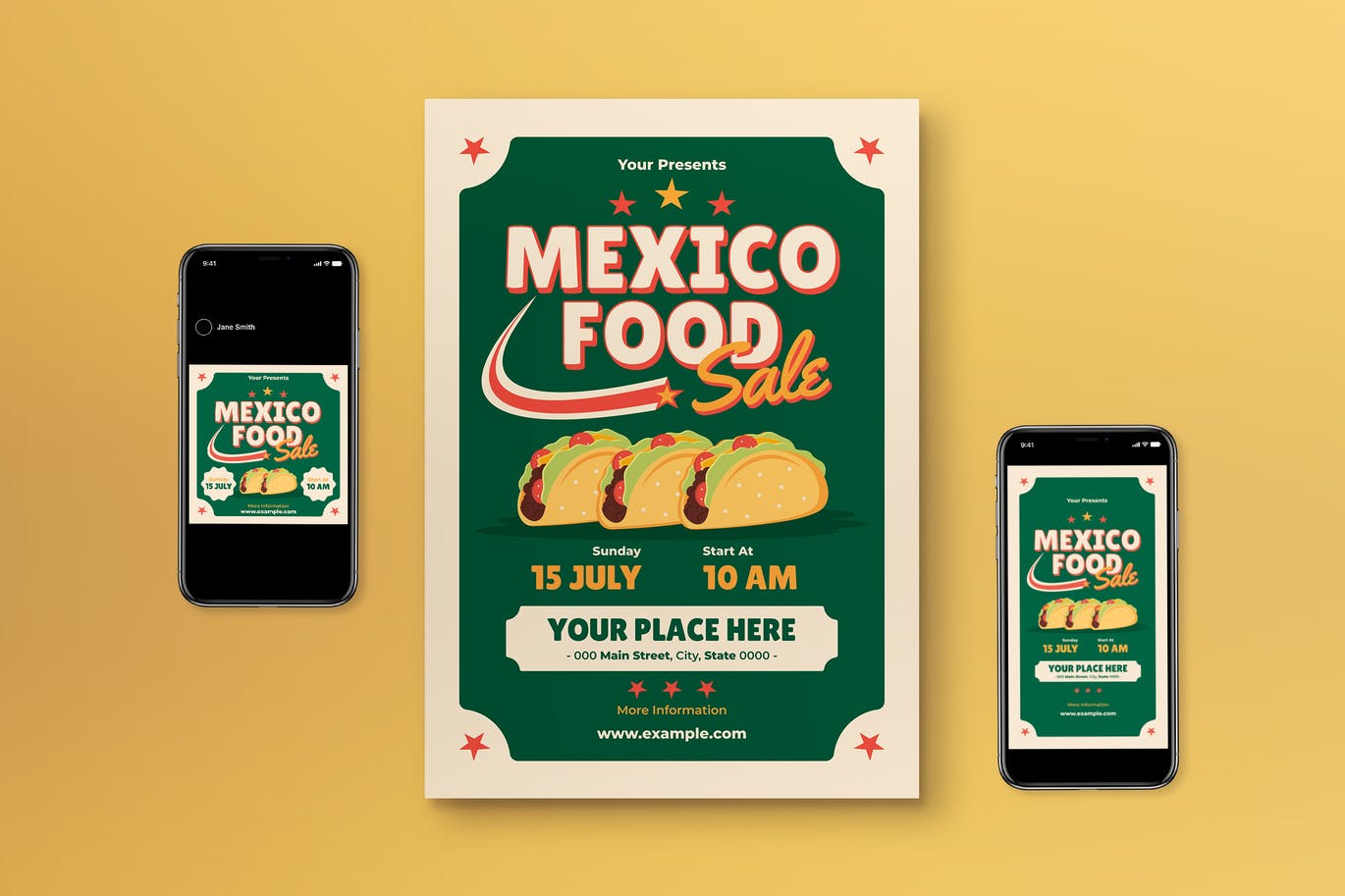 墨西哥饼食品销售宣传单设计 Mexico Food Sale Flyer Set 设计素材 sucaiwan.com