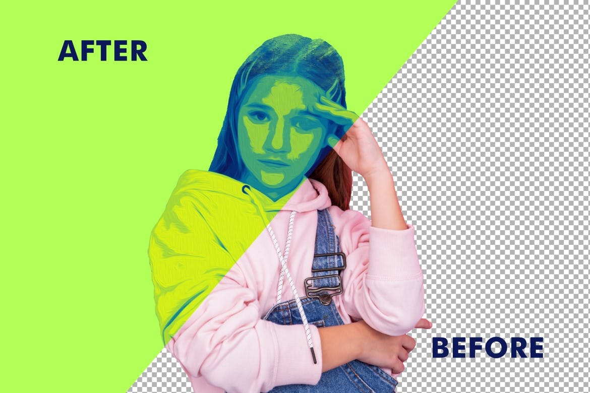 双色调绘画照片效果PS图层样式 Duotone Painting Photo Effect 插件预设 sucaiwan.com