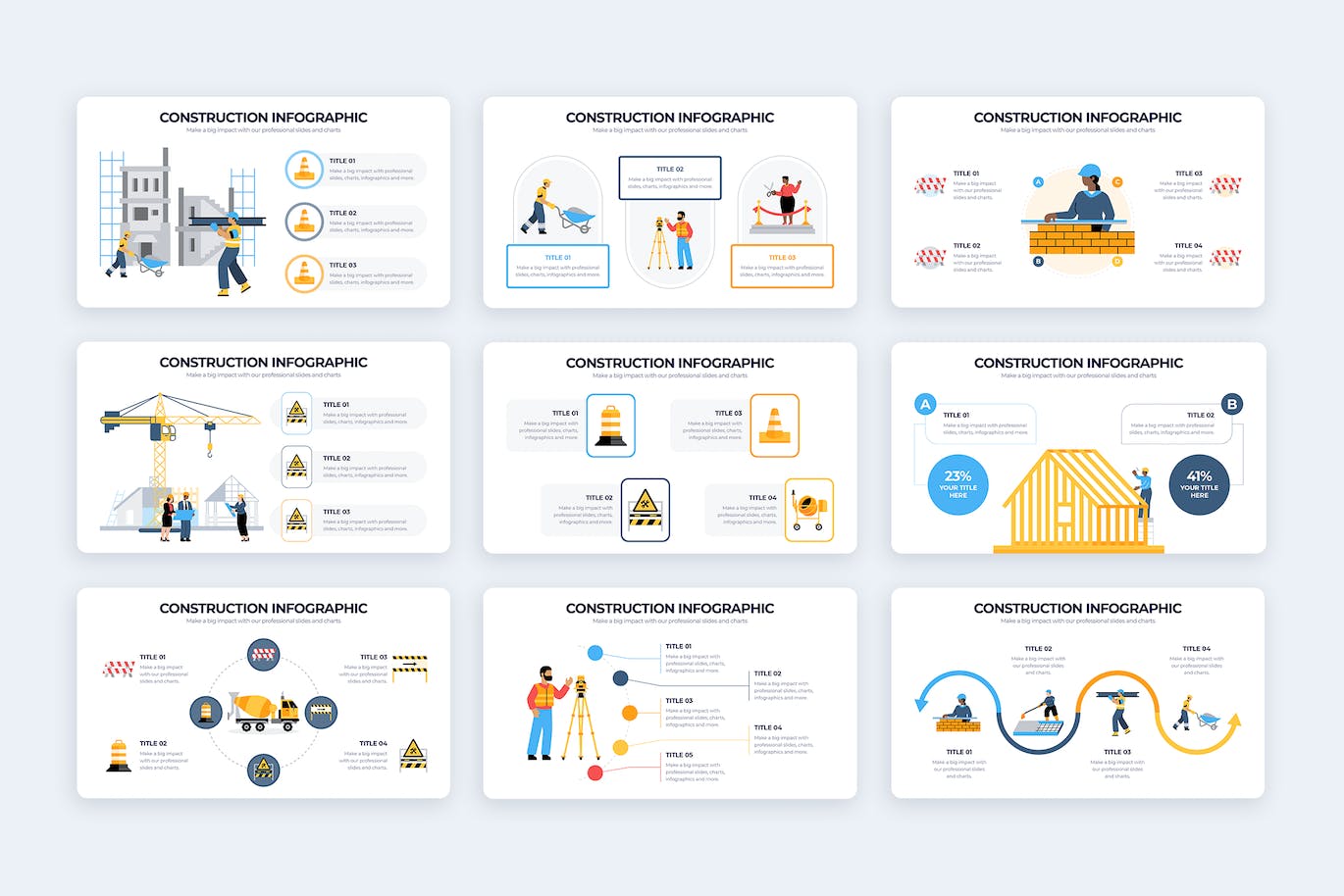 现代建筑信息图表矢量模板 Business Construction Illustrator Infographics 幻灯图表 sucaiwan.com