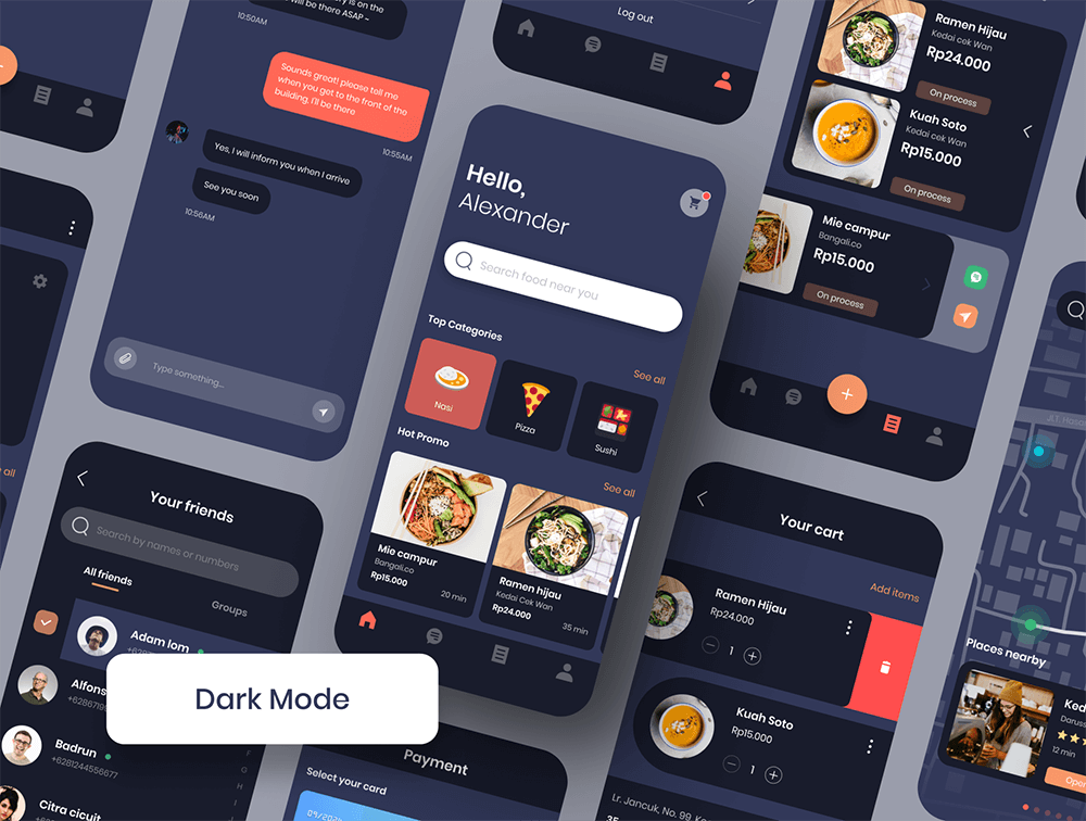 食品订购和送货送餐App应用程序UI套件 APP UI sucaiwan.com