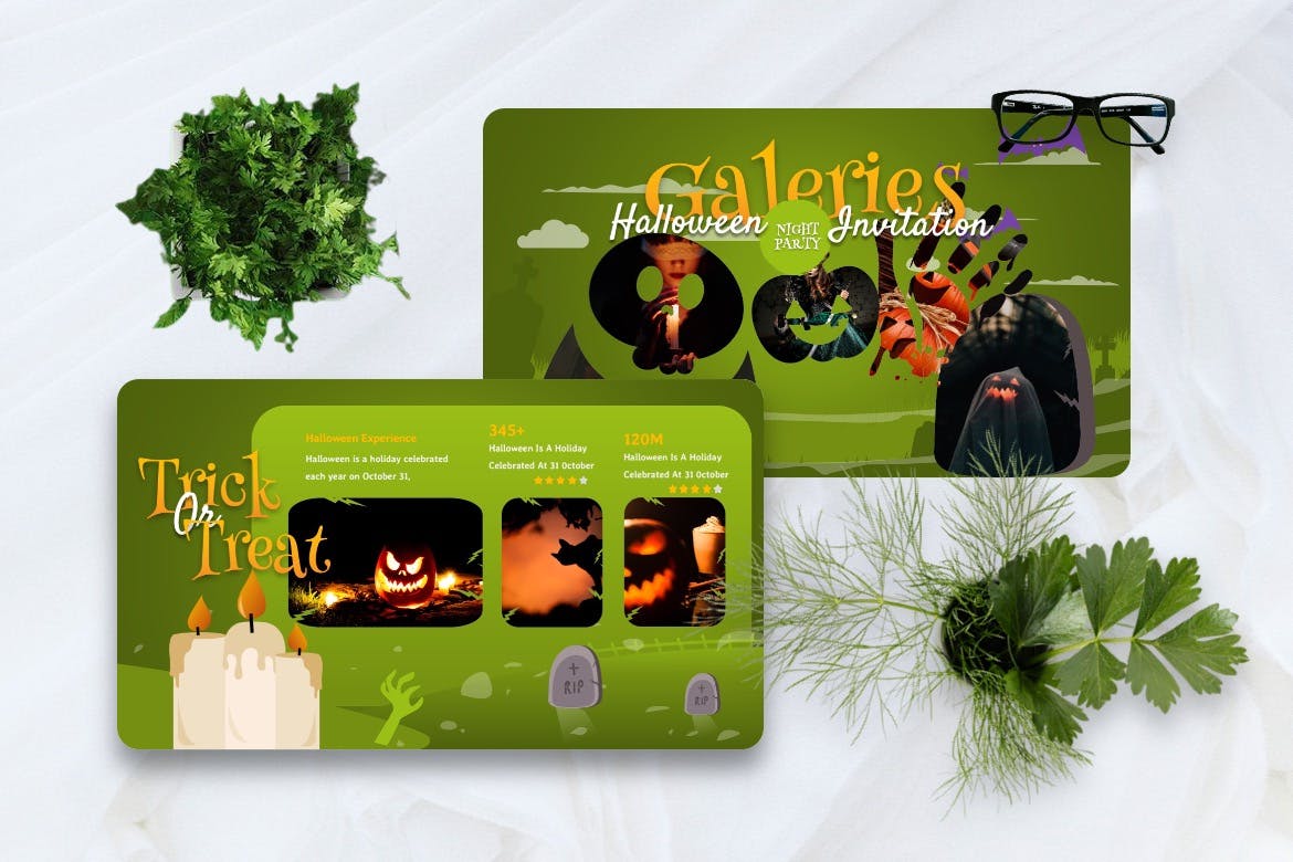 万圣节派对活动PPT模板下载 Zambie – Halloween Party Powerpoint Template 幻灯图表 sucaiwan.com