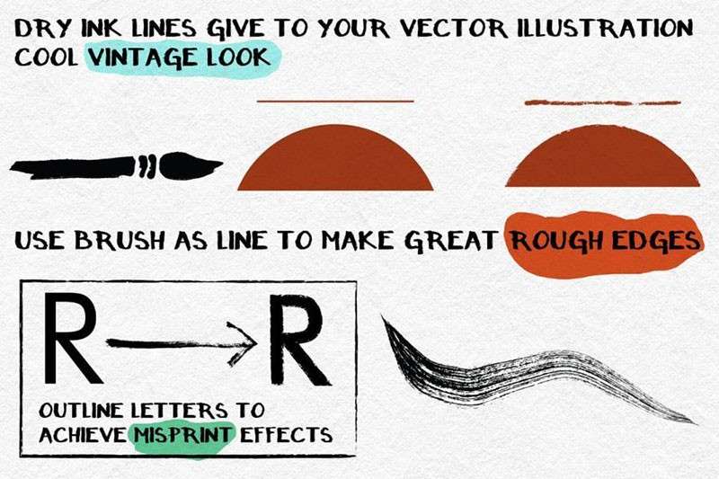77个干油墨线条纹理AI笔刷 笔刷资源 sucaiwan.com