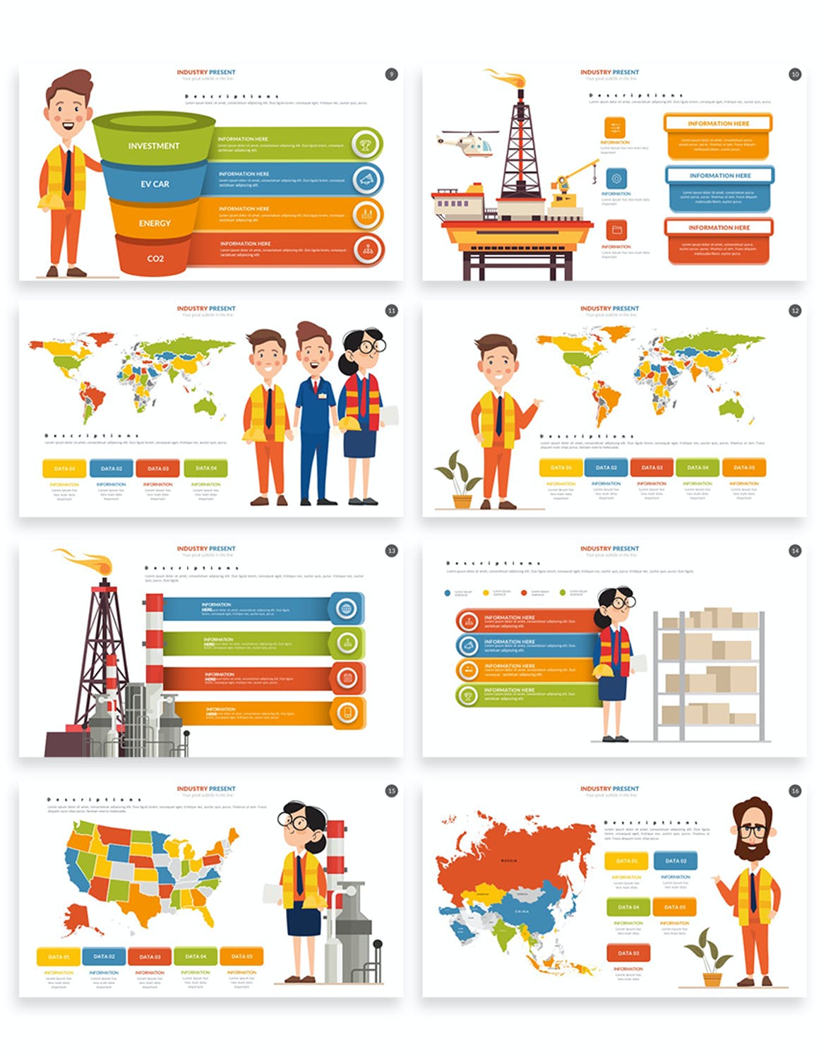 工业动画信息图表PPT设计模板 Industrial Powerpoint Templates 幻灯图表 sucaiwan.com