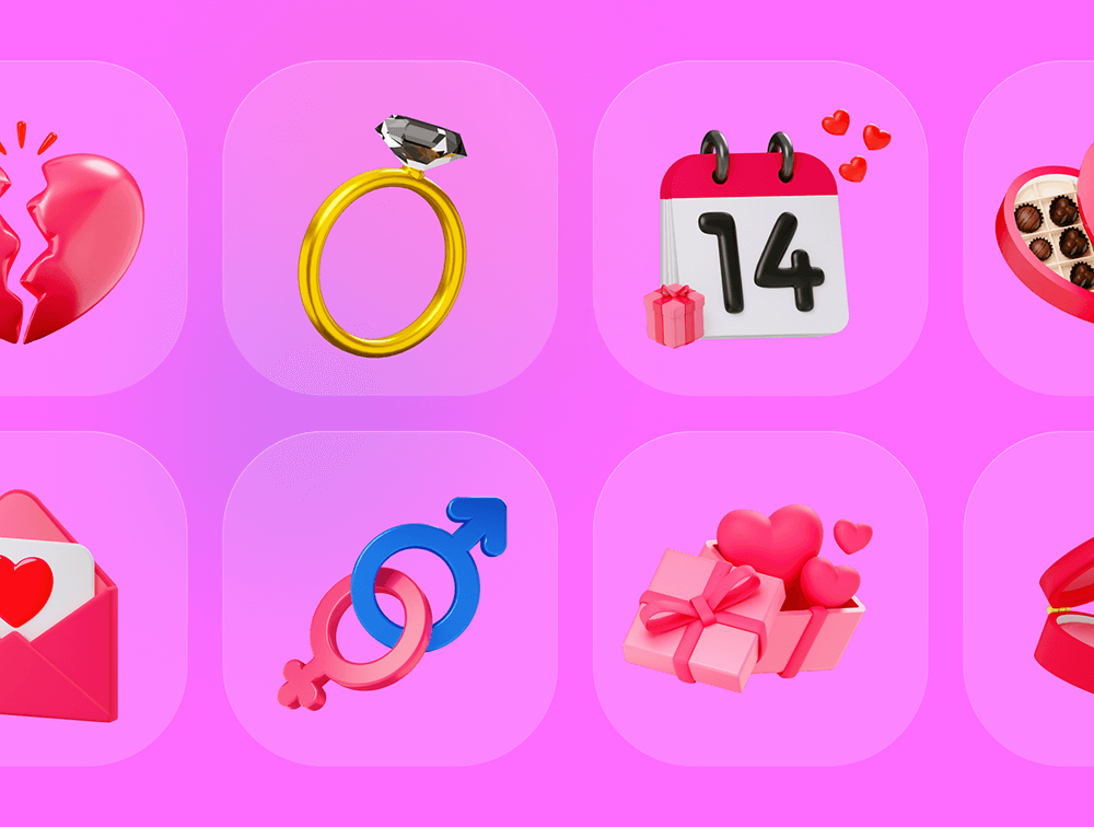 情人节3D图标 图标素材 sucaiwan.com