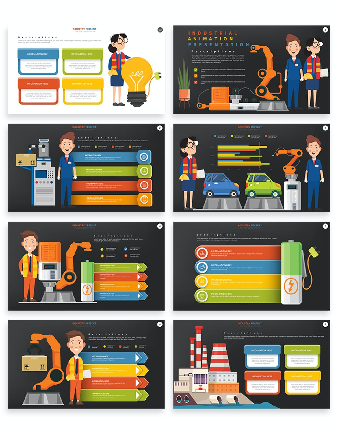 工业动画信息图表PPT设计模板 Industrial Powerpoint Templates 幻灯图表 sucaiwan.com