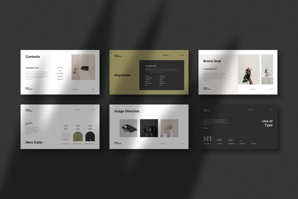 极简设计/品牌指南PPT素材 Brand Guideline PowerPoint Template 幻灯图表 sucaiwan.com