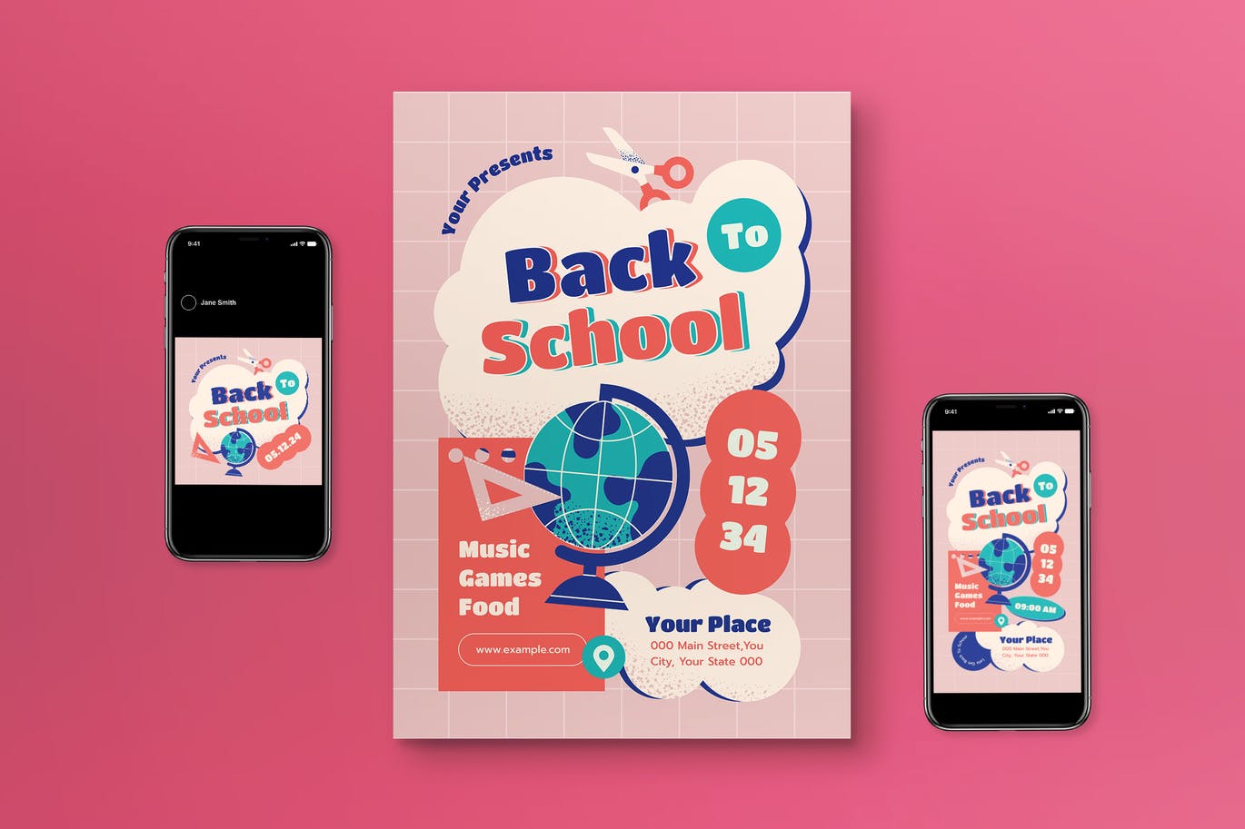 返校海报传单设计模板 Back To School Flyer Set 设计素材 sucaiwan.com