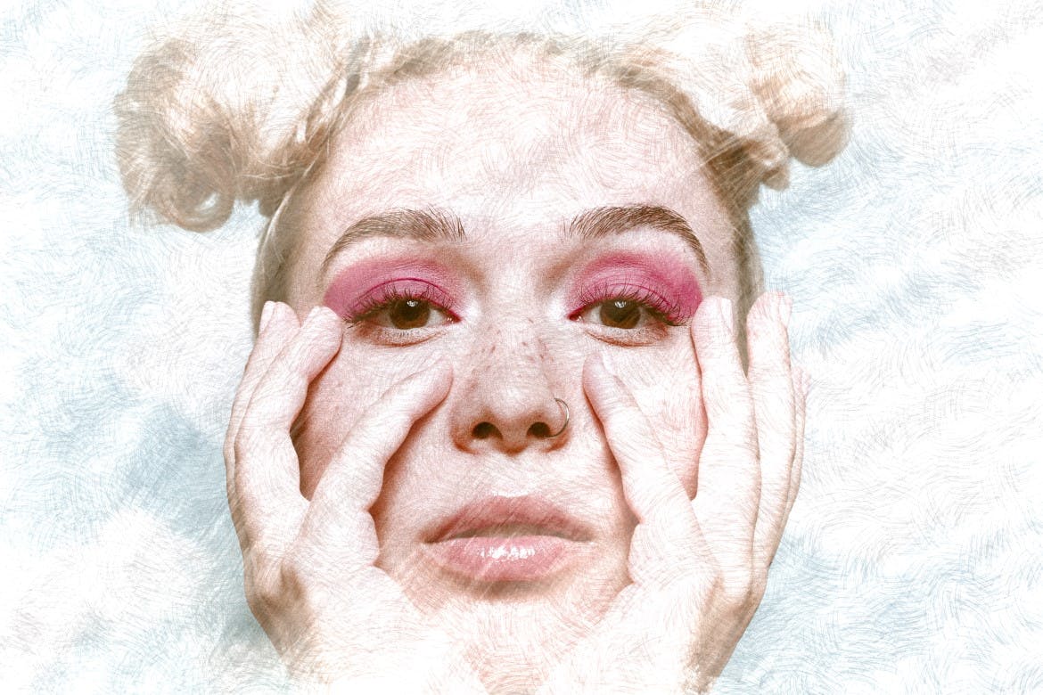 钢笔艺术照片特效PS图层样式 Pen Art Photo Effect 插件预设 sucaiwan.com