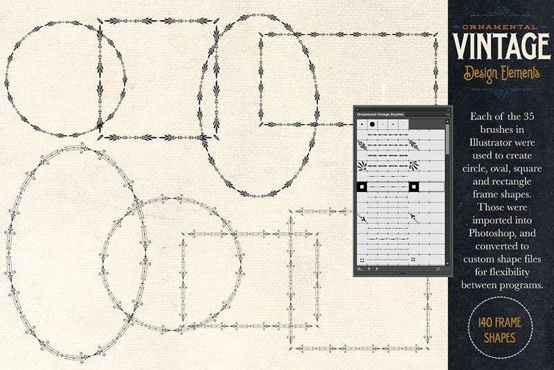 欧式复古手绘边框AI笔刷和PS形状素材 笔刷资源 sucaiwan.com