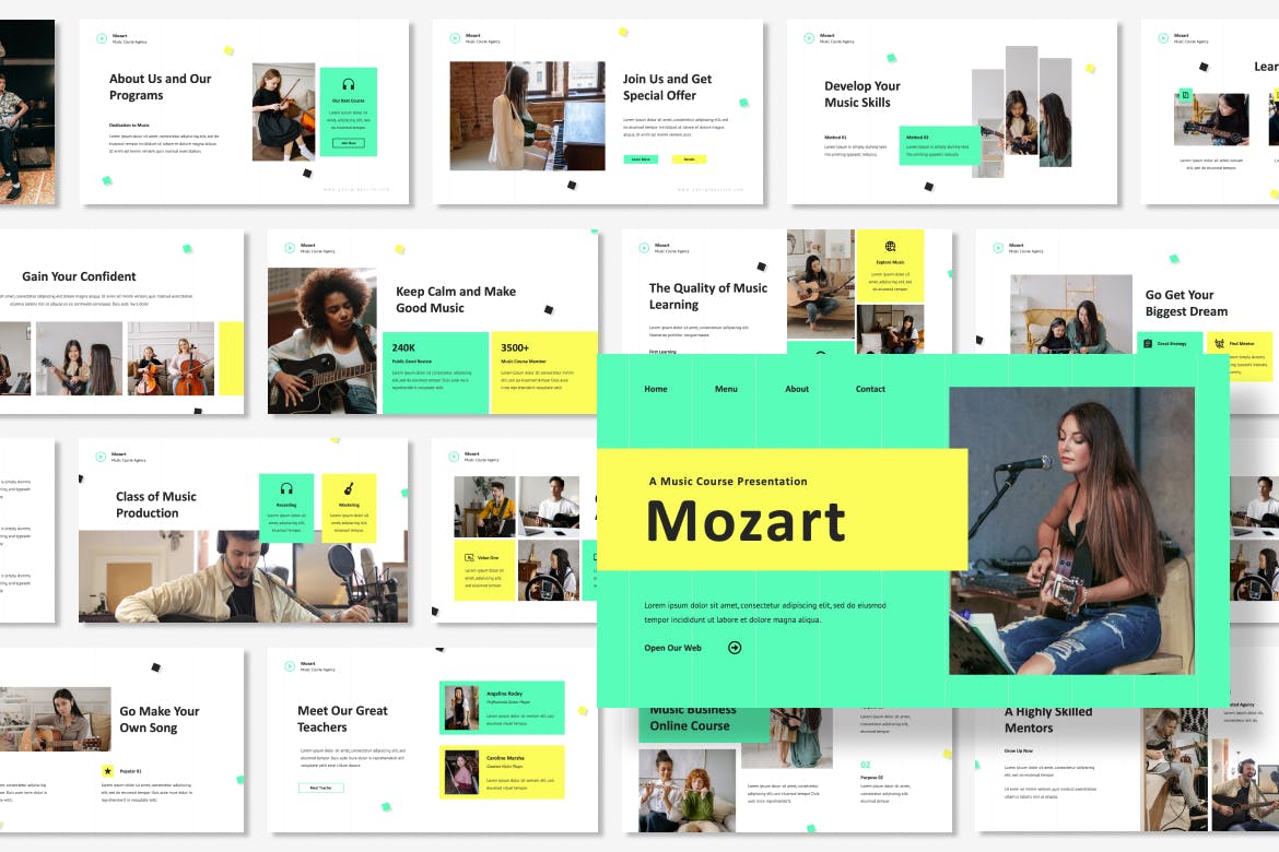 音乐课程Powerpoint模板 Mozart – Music Course Presentation PowerPoint 幻灯图表 第3张-素材湾丨精选海外优质设计素材资源 音乐课程Powerpoint模板 Mozart – Music Course Presentation PowerPoint 幻灯图表 sucaiwan.com