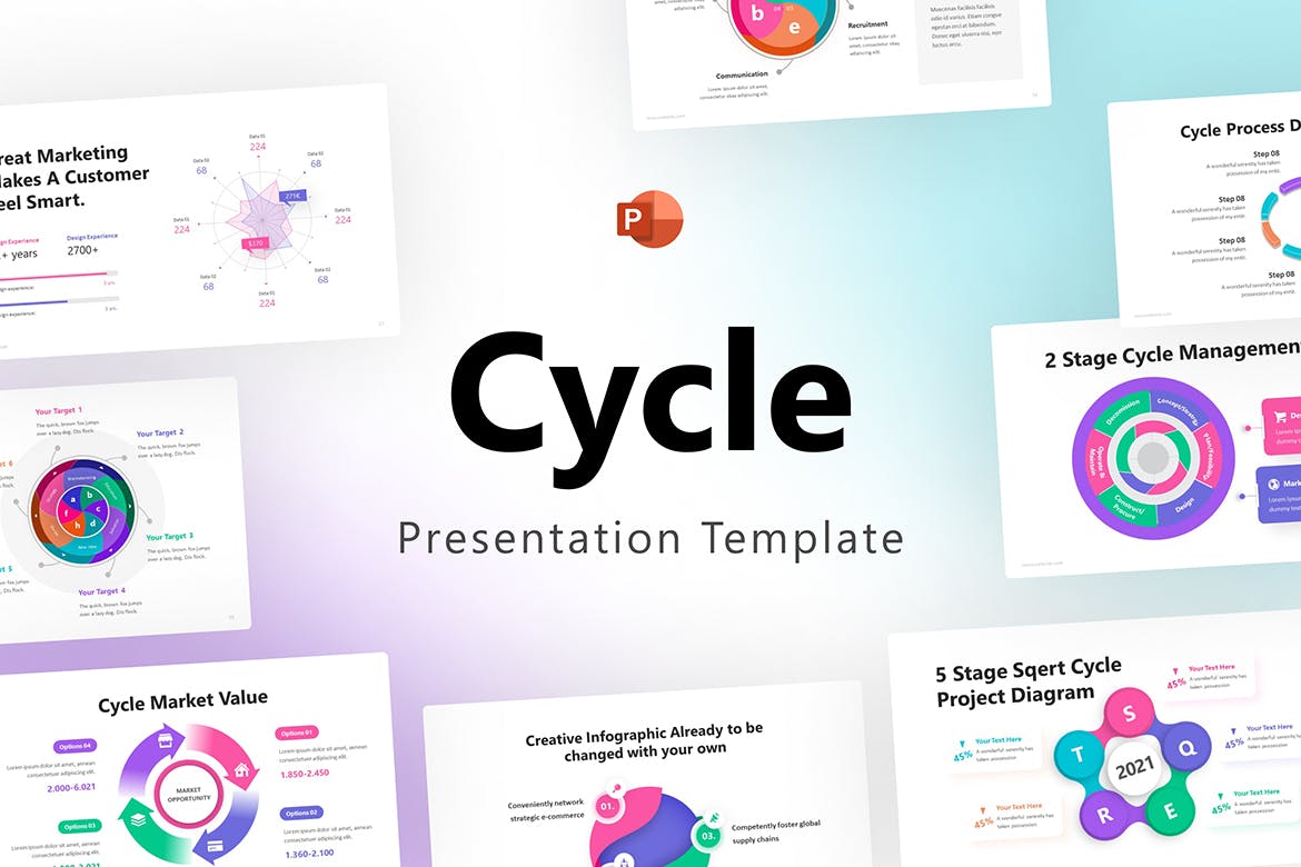 循环信息图表PPT模板 Cycle Infographic PowerPoint Template 幻灯图表 第1张-素材湾丨精选海外优质设计素材资源 循环信息图表PPT模板 Cycle Infographic PowerPoint Template 幻灯图表 sucaiwan.com