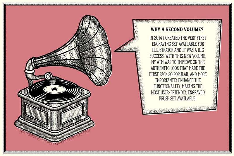 复古轮廓雕刻AI笔刷 笔刷资源 sucaiwan.com