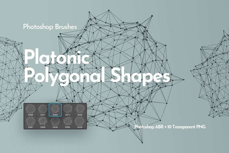 几何粒子网格多边形PS笔刷 笔刷资源 sucaiwan.com