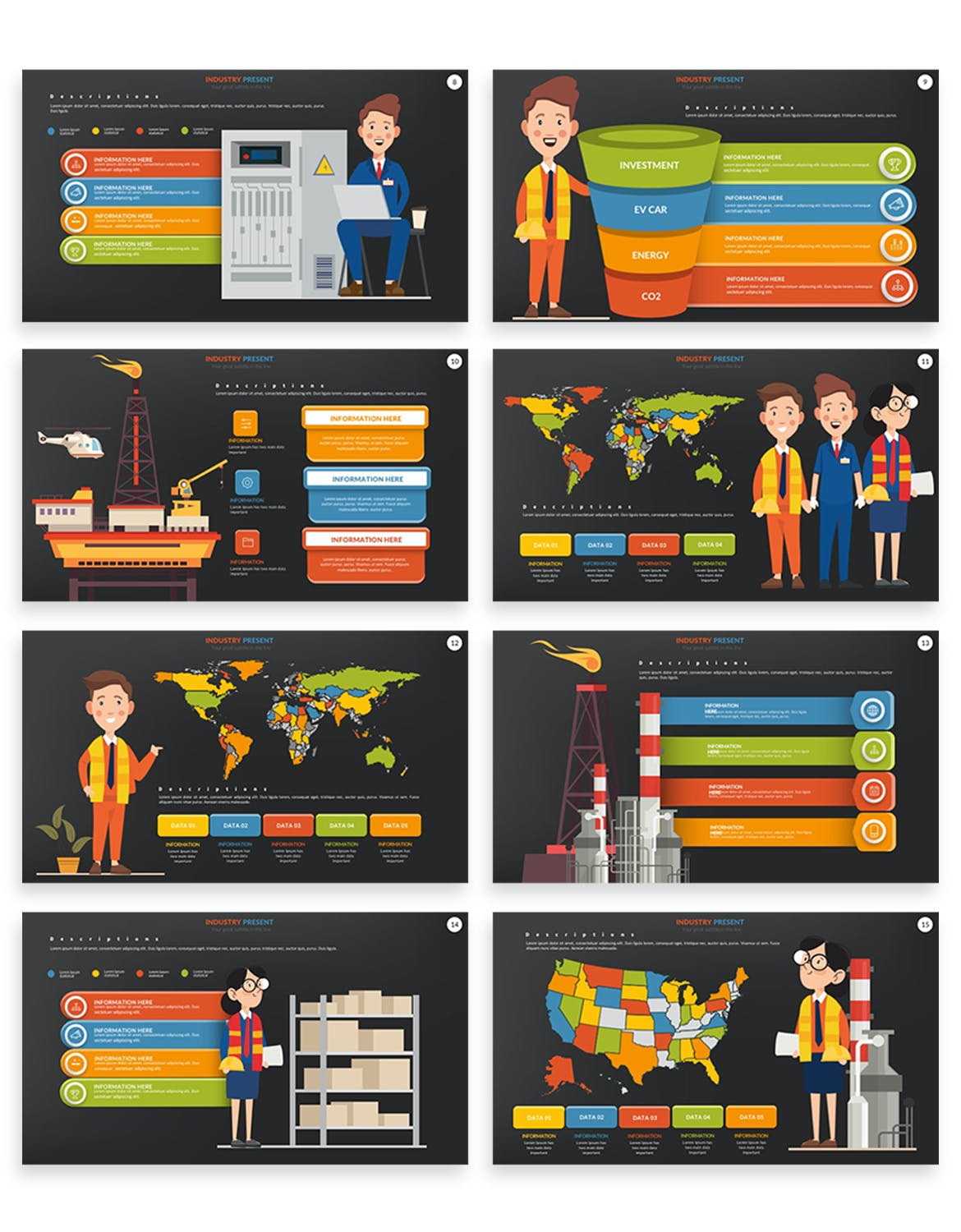 工业动画信息图表PPT设计模板 Industrial Powerpoint Templates 幻灯图表 sucaiwan.com