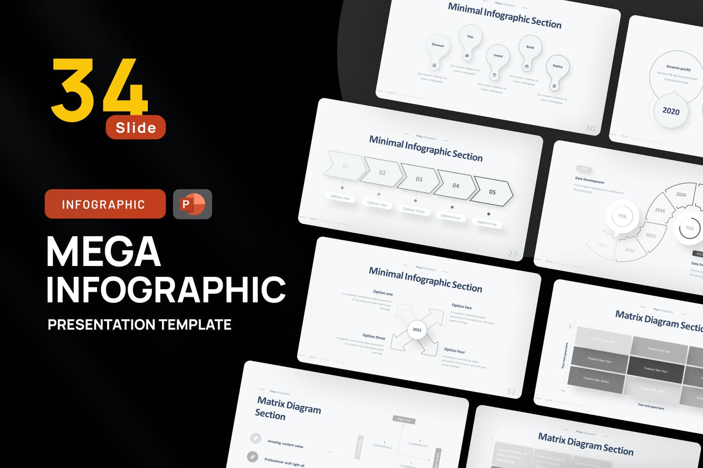 矩阵简约信息图表PPT素材 Matrix & Minimal Infographic PowerPoint Template 幻灯图表 第1张-素材湾丨精选海外优质设计素材资源 矩阵简约信息图表PPT素材 Matrix & Minimal Infographic PowerPoint Template 幻灯图表 sucaiwan.com