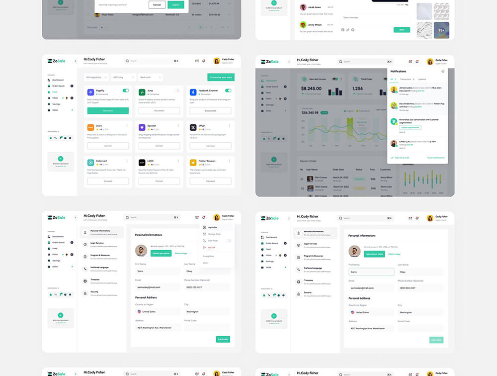 销售分析仪表盘UI设计套件 APP UI sucaiwan.com