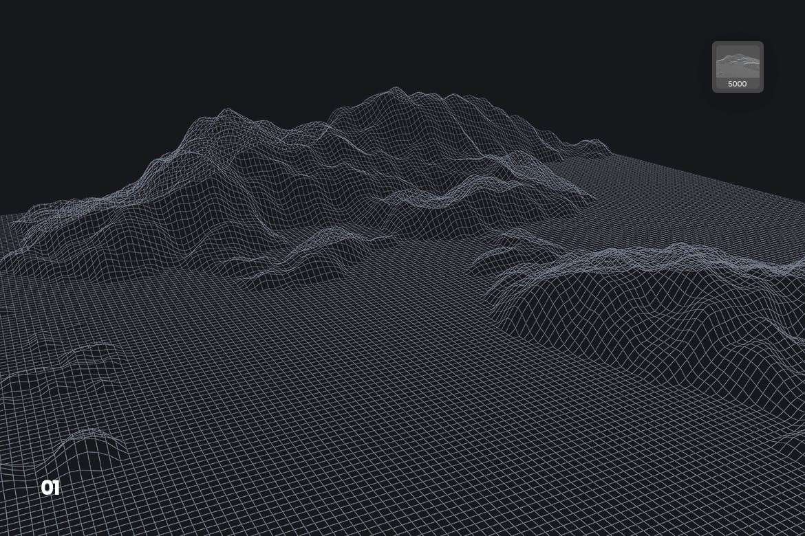 10个网格山脉Photoshop笔刷 笔刷资源 sucaiwan.com