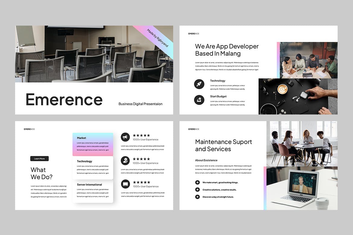 产品发布推广Powerpoint模板 EMERENCE – Business Powerpoint 幻灯图表 sucaiwan.com