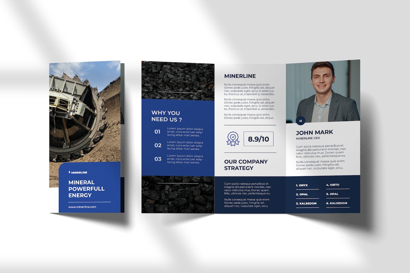三折小册子宣传册设计模板 MINE TRIFOLD BROCHURE 样机素材 sucaiwan.com