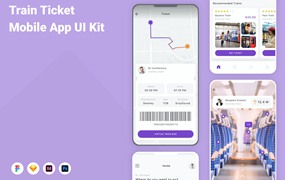 火车票预订应用程序App界面设计UI套件 Train Ticket Mobile App UI Kit