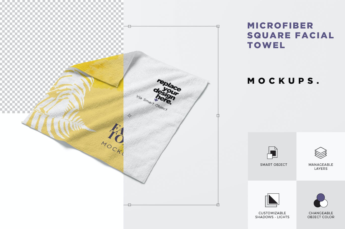 超细纤维面巾毛巾设计样机 Microfiber Face Towel Mockups 样机素材 sucaiwan.com