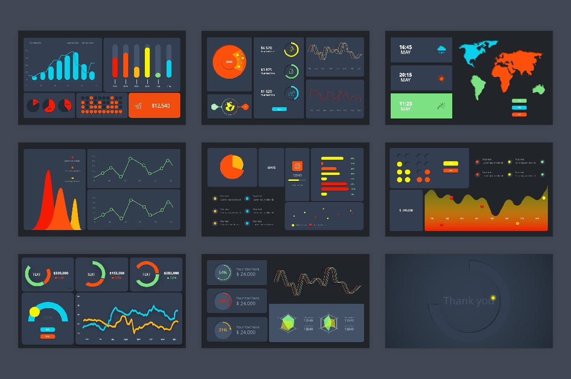KPI仪表盘多用途PowerPoint演示模板 KPI Dashboard PowerPoint Template 幻灯图表 sucaiwan.com