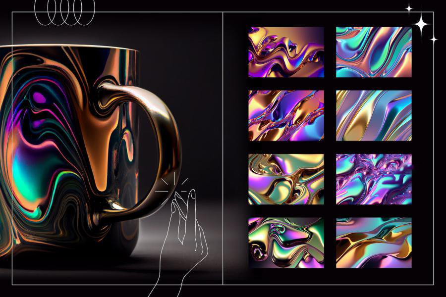 背景素材-彩虹色渐变流动液态金属效果背景图片素材 图片素材 sucaiwan.com