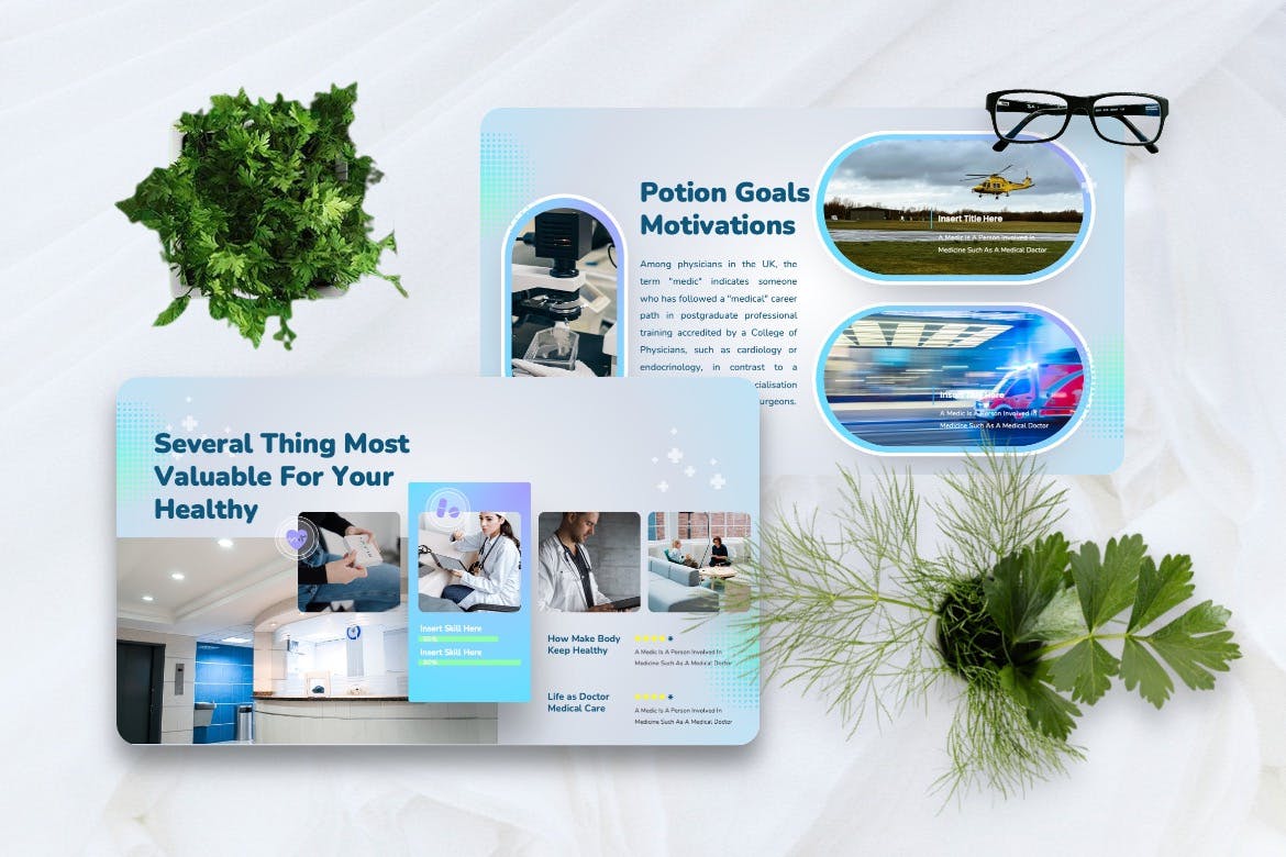 医疗保健PPT演示幻灯片模板 Potions – Medical & Healthcare Powerpoint Template 幻灯图表 sucaiwan.com