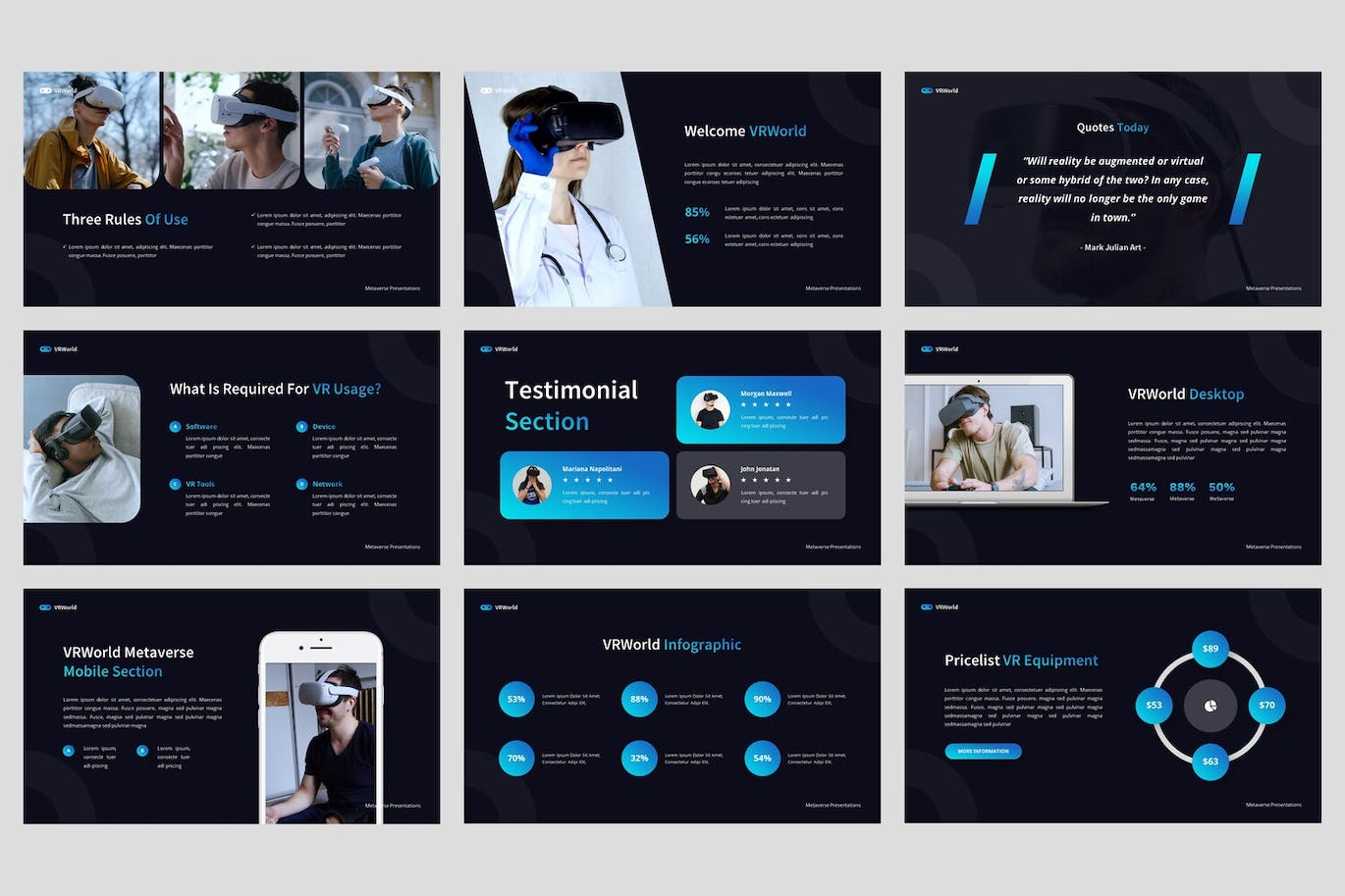 虚拟现实和元宇宙Powerpoint模板 VRWorld – Virtual Reality Powerpoint Template 幻灯图表 第2张-素材湾丨精选海外优质设计素材资源 虚拟现实和元宇宙Powerpoint模板 VRWorld – Virtual Reality Powerpoint Template 幻灯图表 sucaiwan.com
