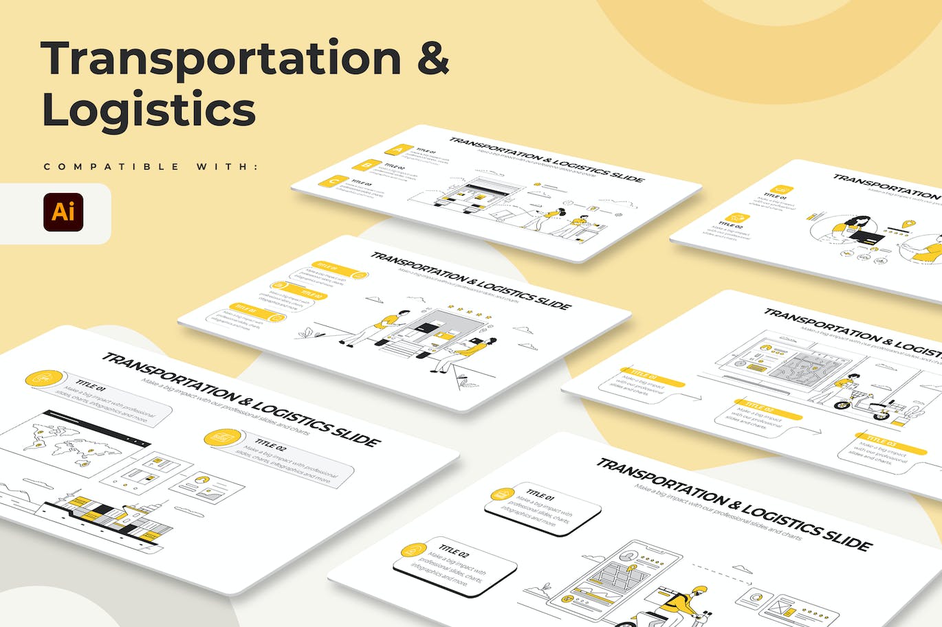 运输物流信息图表矢量模板 Transportation & Logistics Illustrator Infographic 幻灯图表 sucaiwan.com