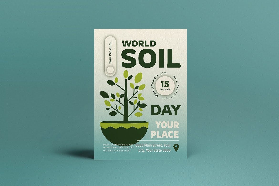 蓝色梯度渐变世界土壤日传单海报设计 Blue Gradient World Soil Day Flyer Set 设计素材 sucaiwan.com