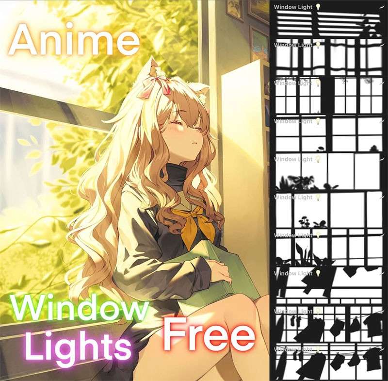 6个窗户光影Procreate笔刷 笔刷资源 sucaiwan.com