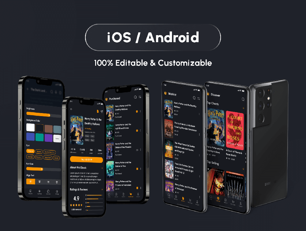 电子书商店和阅读器App应用程序UI套件 APP UI sucaiwan.com