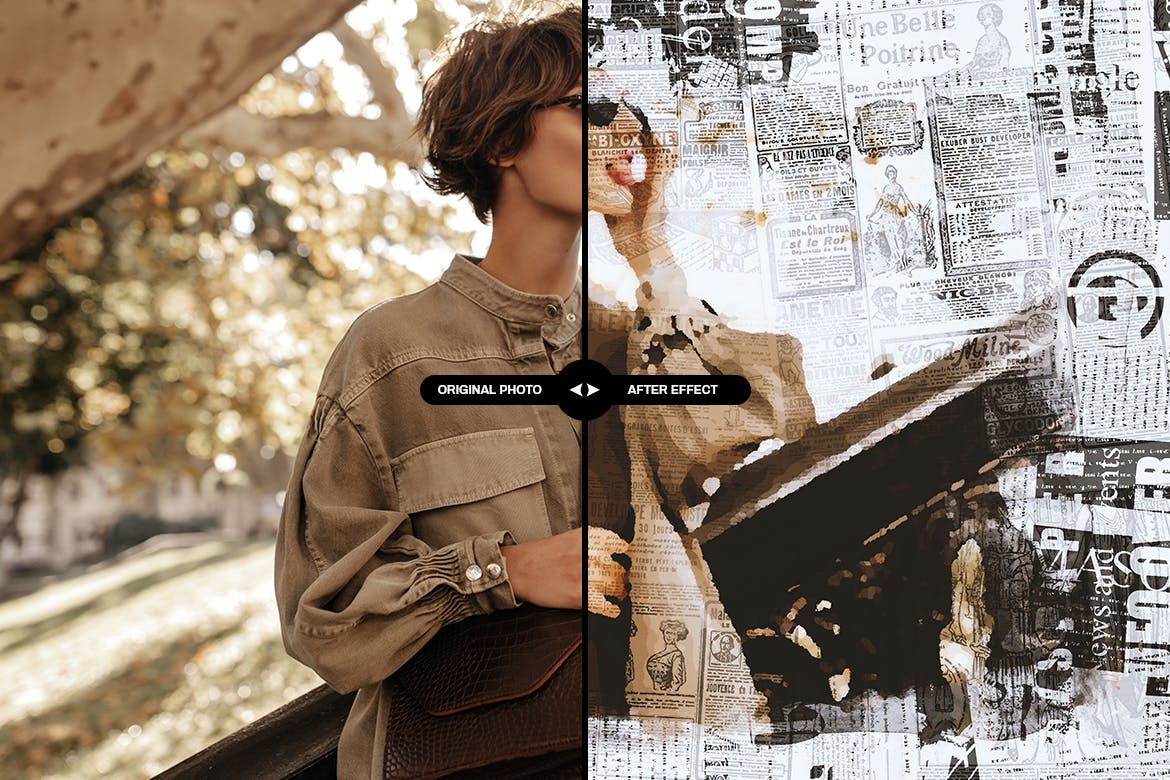 旧报纸照片效果ps图层样式 Old Newspaper Photo Effect 插件预设 sucaiwan.com