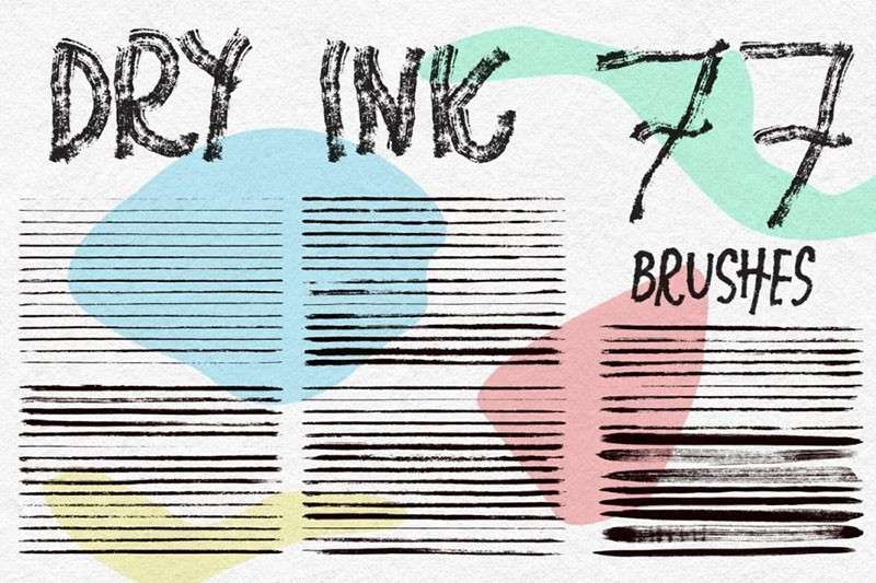 77个干油墨线条纹理AI笔刷 笔刷资源 sucaiwan.com