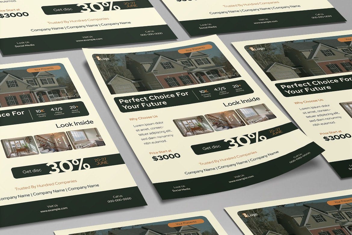 白色现代房地产海报模板 White Modern Real Estate Flyer 设计素材 sucaiwan.com