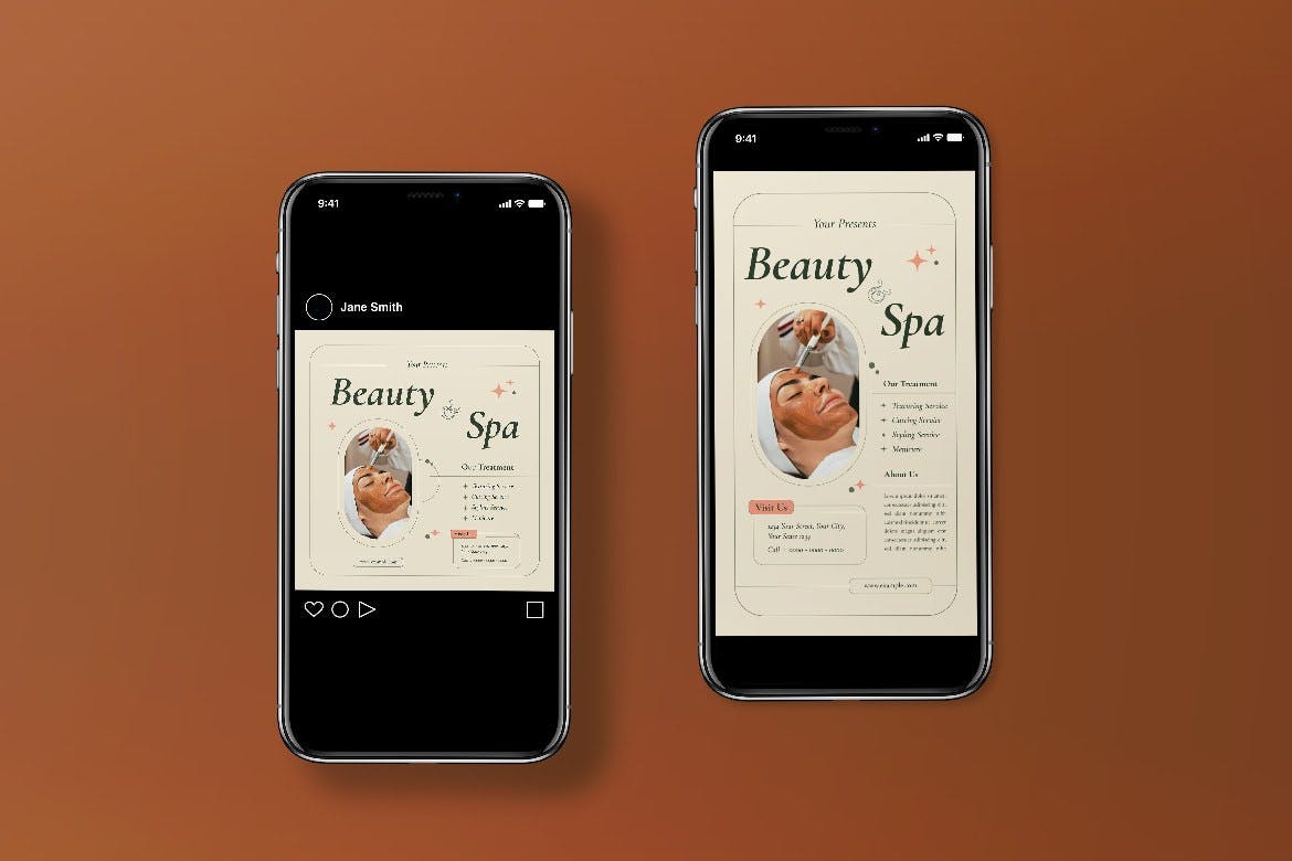 美容和水疗中心宣传单模板 Beauty and Spa Flyer Set 设计素材 sucaiwan.com