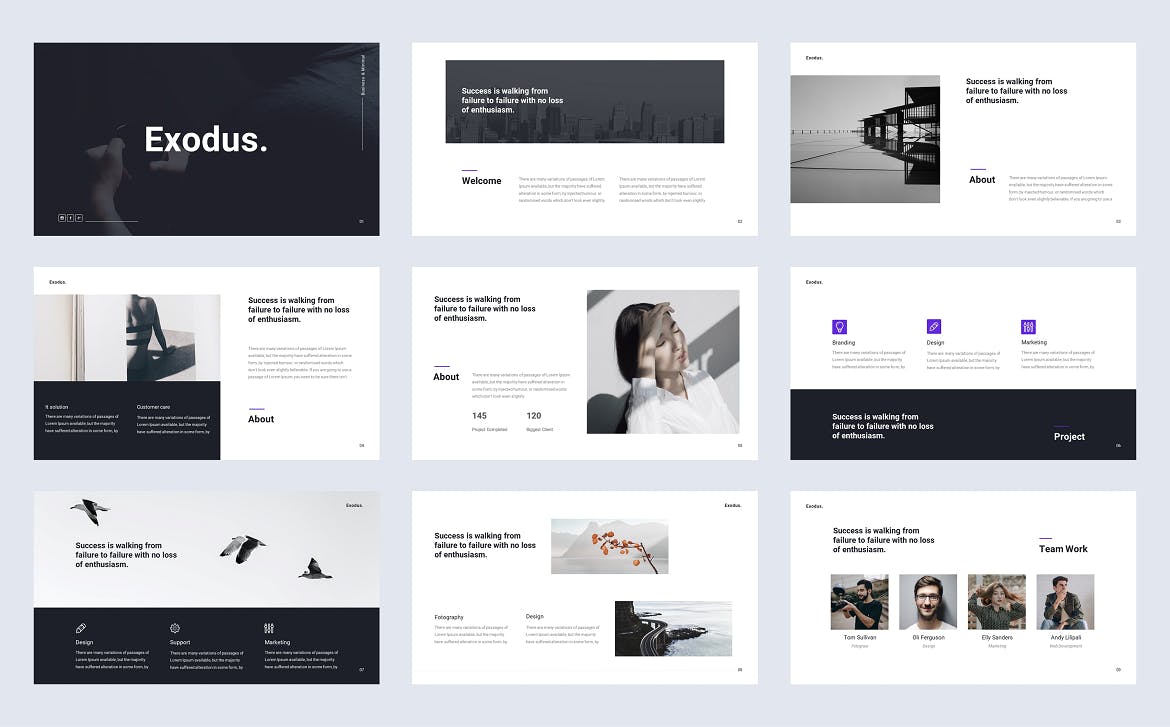 极简风格商业工作报告Powerpoint幻灯片模板 Exodus – Minimal Bussines Powerpoint Template 幻灯图表 sucaiwan.com