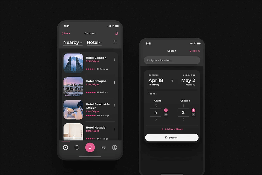 酒店预订App应用程序UI套件 APP UI sucaiwan.com