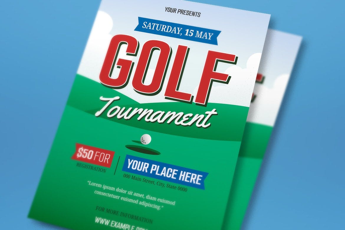 高尔夫比赛海报素材 Golf Tournament Flyer Set 设计素材 sucaiwan.com
